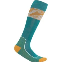 Icebreaker Ski+ Light OTC Alps 3D Socken Damen - Flux Green/Solar/Snow