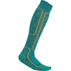 Icebreaker Ski+ Medium OTC Alpine Geo Socken Damen - Flux Green/Solar