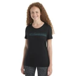 Icebreaker Tech Lite II Camping Lines T-Shirt Damen - Schwarz
