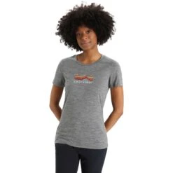Icebreaker Tech Lite II Mountain Geology T-Shirt Damen - Gritstone Hthr