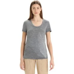 Icebreaker Tech Lite II Scoop Plume T-Shirt Damen - Gritstone Hthr