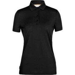 Icebreaker Tech Lite II Polo-Shirt Damen - Schwarz -Deutschland Icebreaker Verkaufs-Shop icebreaker womens tech lite ii short sleeve polo shirt black 1 1148309
