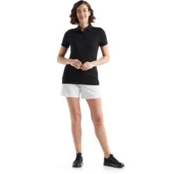 Icebreaker Tech Lite II Polo-Shirt Damen - Schwarz -Deutschland Icebreaker Verkaufs-Shop icebreaker womens tech lite ii short sleeve polo shirt black 4 1148312