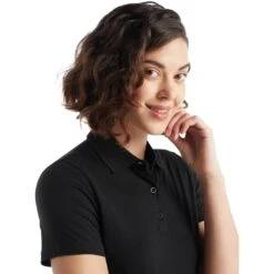 Icebreaker Tech Lite II Polo-Shirt Damen - Schwarz -Deutschland Icebreaker Verkaufs-Shop icebreaker womens tech lite ii short sleeve polo shirt black 5 1148313