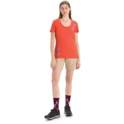 Icebreaker Tech Lite II Swarming Shapes Scoop T-Shirt Damen - Vibrant Earth -Deutschland Icebreaker Verkaufs-Shop icebreaker womens tech lite ii swarming shapes scoop t shirt vibrant earth 5 1382325