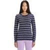 Icebreaker Wave Langarmshirt Damen - Midnight Navy/Purple Gaze/Stripe