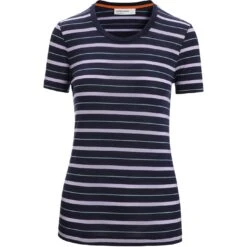 Icebreaker Wave T-Shirt Damen - Midnight Navy/Purple Gaze/Stripe -Deutschland Icebreaker Verkaufs-Shop icebreaker womens wave short sleeve tee midnight navy purple gaze stripe 1 1384786