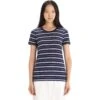Icebreaker Wave T-Shirt Damen - Midnight Navy/Purple Gaze/Stripe