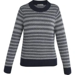 Icebreaker Waypoint Crewe Pullover Damen - Midnight Navy/Snow/Stripe -Deutschland Icebreaker Verkaufs-Shop icebreaker womens waypoint crewe sweater midnight navy snow stripe 1 1489440