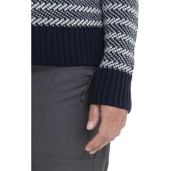 Icebreaker Waypoint Crewe Pullover Damen - Midnight Navy/Snow/Stripe -Deutschland Icebreaker Verkaufs-Shop icebreaker womens waypoint crewe sweater midnight navy snow stripe model 5 1499278