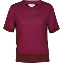 Icebreaker ZoneKnit™ Boxy T-Shirt Damen - Cherry/Espresso -Deutschland Icebreaker Verkaufs-Shop icebreaker womens zoneknit boxy short sleeve tee cherry espresso 1 1271489