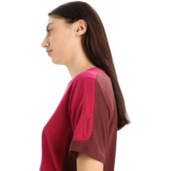 Icebreaker ZoneKnit™ Boxy T-Shirt Damen - Cherry/Espresso -Deutschland Icebreaker Verkaufs-Shop icebreaker womens zoneknit boxy short sleeve tee cherry espresso 5 1271493
