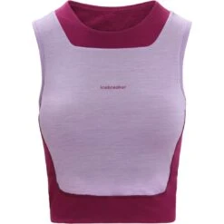 Icebreaker ZoneKnit™ Cropped Bra-Tank Top Damen - Purple Gaze/Go Berry -Deutschland Icebreaker Verkaufs-Shop icebreaker womens zoneknit cropped bra tank purple gaze go berry 1 1382358