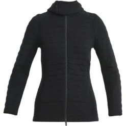 Icebreaker ZoneKnit™ Explore Kapuzenjacke Damen - Schwarz -Deutschland Icebreaker Verkaufs-Shop icebreaker womens zoneknit explore long sleeve zip hoodie black 1 1488376