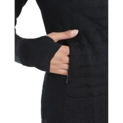 Icebreaker ZoneKnit™ Explore Kapuzenjacke Damen - Schwarz -Deutschland Icebreaker Verkaufs-Shop icebreaker womens zoneknit explore long sleeve zip hoodie black 7 1555293