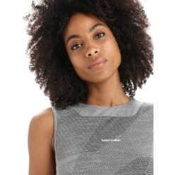 Icebreaker ZoneKnit™ GEODETIC Cropped Bra-Tank Top Damen - Metro Hthr/Black/AOP -Deutschland Icebreaker Verkaufs-Shop icebreaker womens zoneknit geodetic cropped bra tank metro hthr black aop 7 1384864