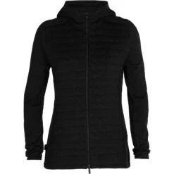 Icebreaker ZoneKnit™ Insulated Kapuzenjacke Damen - Schwarz -Deutschland Icebreaker Verkaufs-Shop icebreaker womens zoneknit insulated zip hoodie black 1 1041233