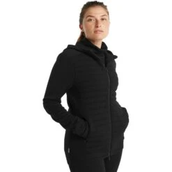 Icebreaker ZoneKnit™ Insulated Kapuzenjacke Damen - Schwarz