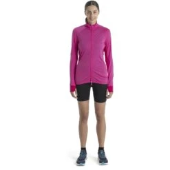 Icebreaker ZoneKnit™ Jacke Damen - Tempo/Electron Pink -Deutschland Icebreaker Verkaufs-Shop icebreaker womens zoneknit long sleeve zip tempo electron pink 2 1535854