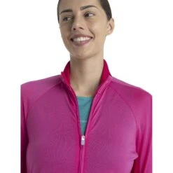Icebreaker ZoneKnit™ Jacke Damen - Tempo/Electron Pink -Deutschland Icebreaker Verkaufs-Shop icebreaker womens zoneknit long sleeve zip tempo electron pink 7 1535859